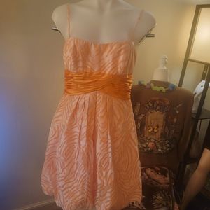 DAVID'S BRIDAL Orange Zebra/Tiger Party Dress